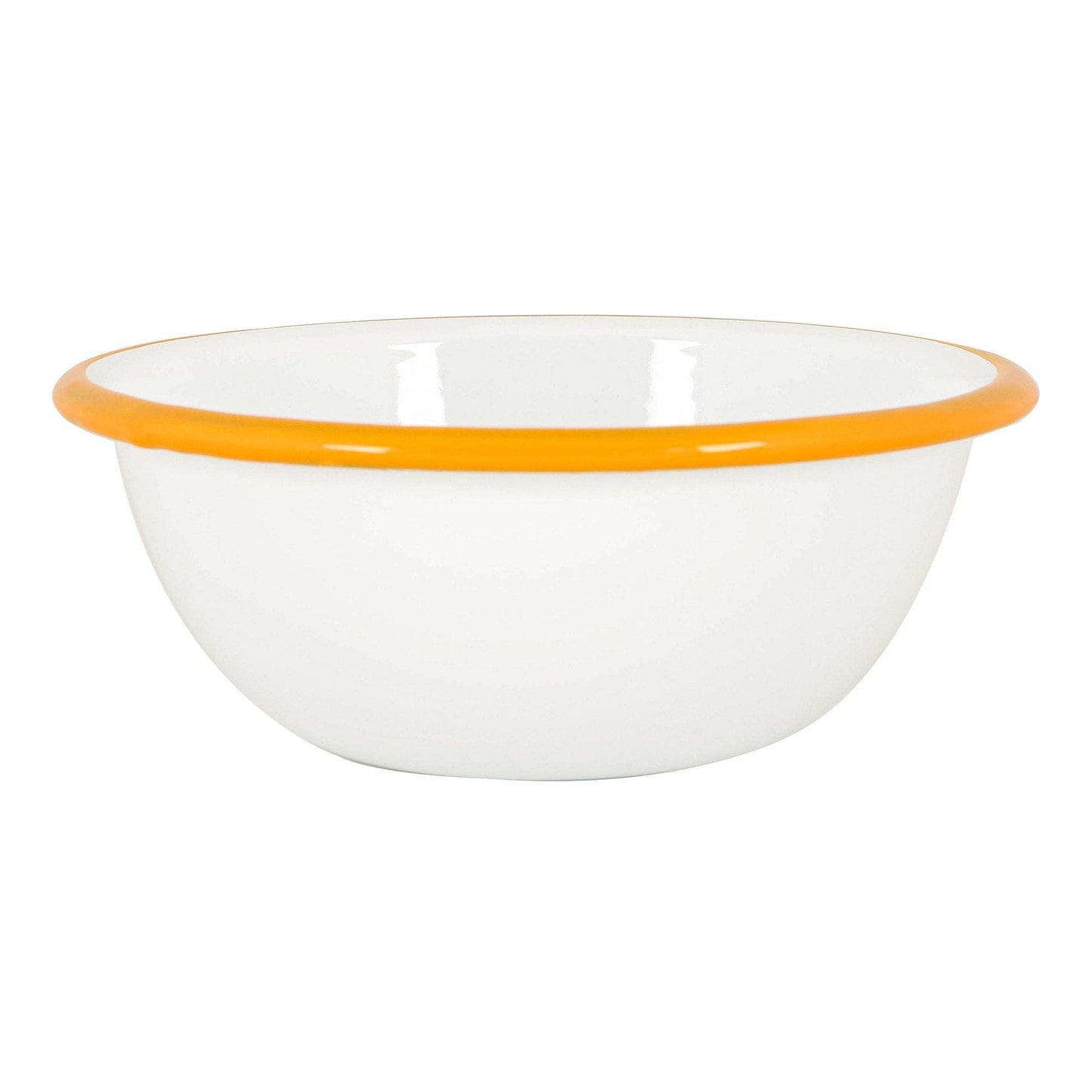 White Enamel Bowl - 16cm - Yellow
