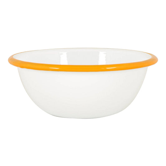 White Enamel Bowl - 16cm - Yellow