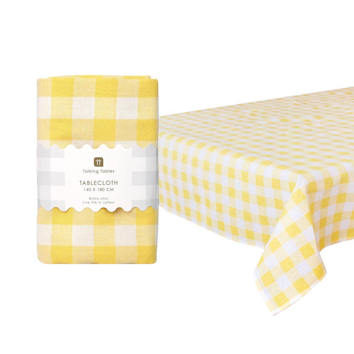 Yellow & White Gingham Cotton Tablecloth