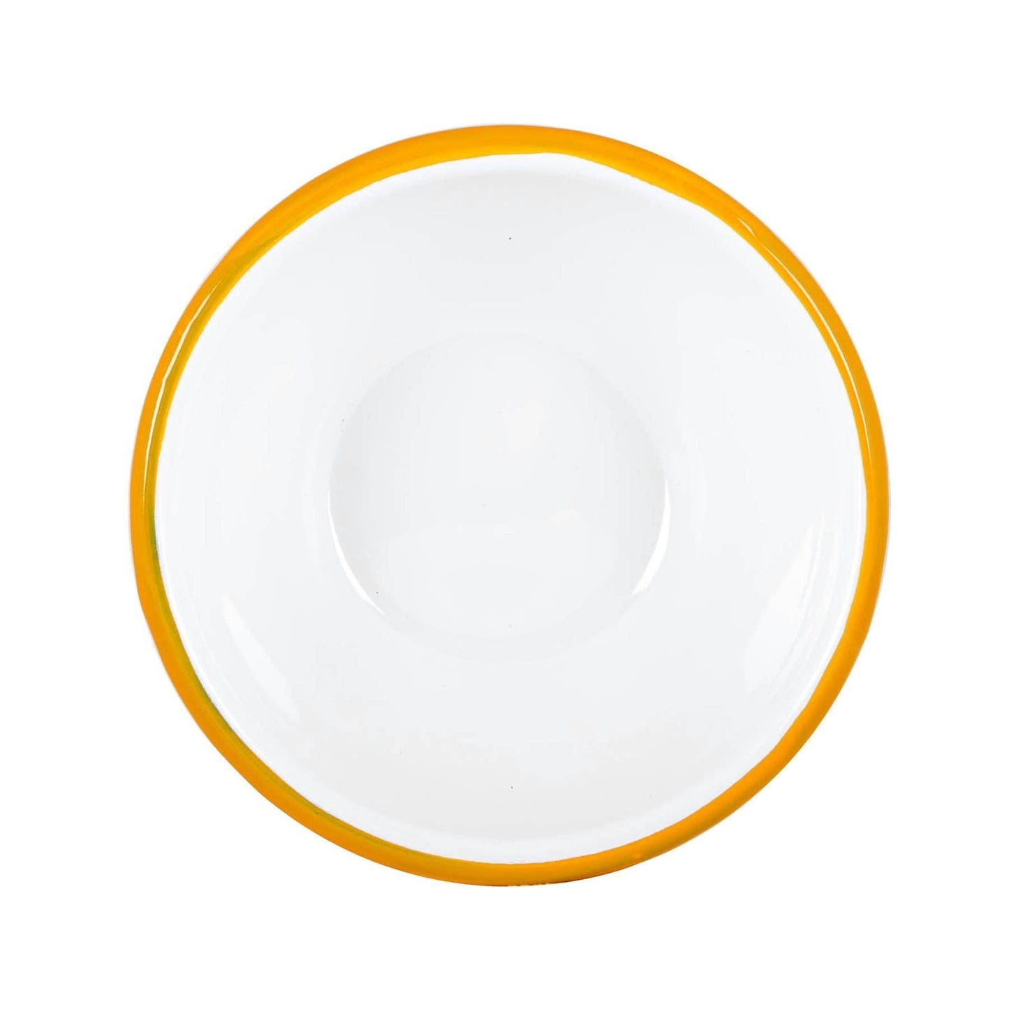 White Enamel Bowl - 16cm - Yellow