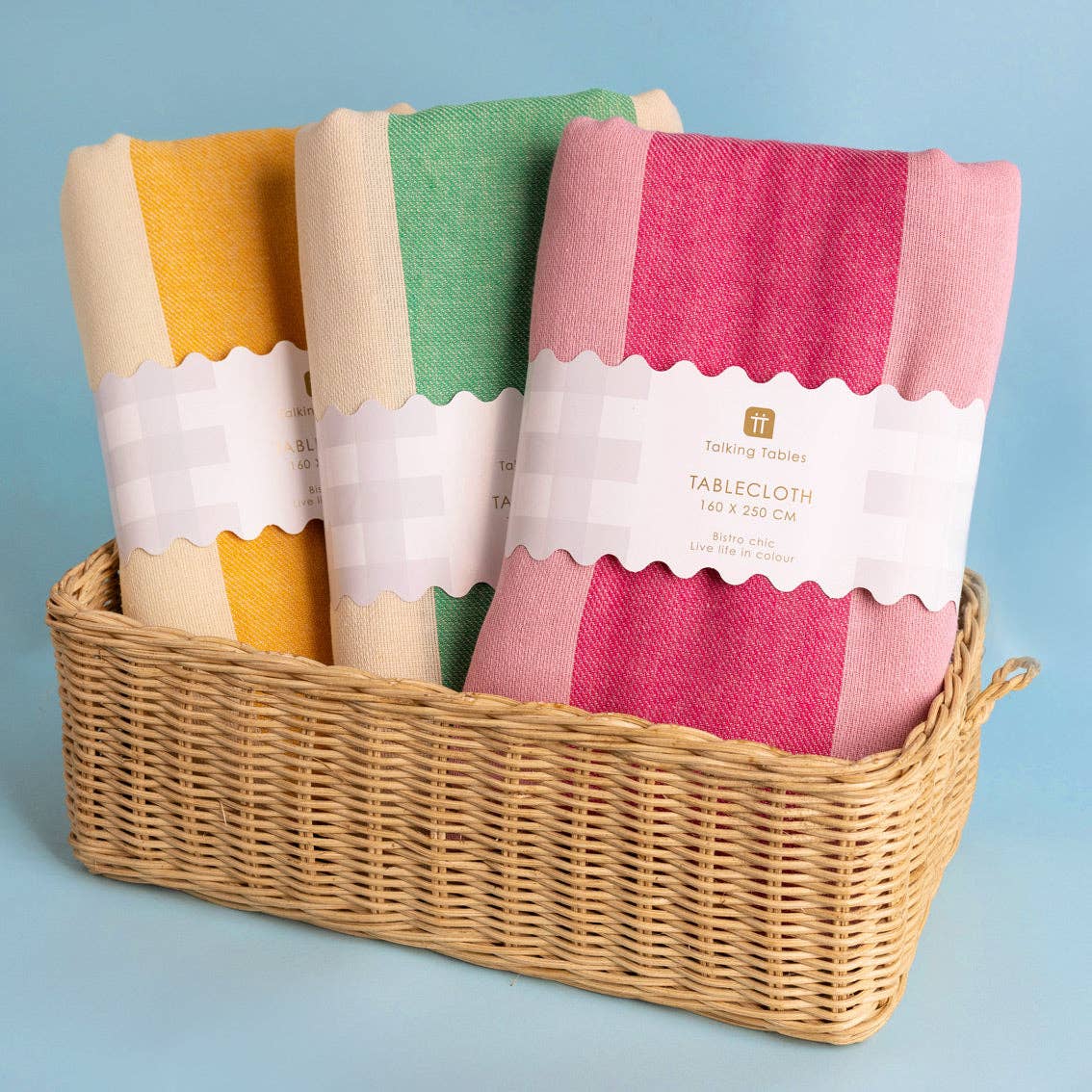 Pink Stripe Cotton Tablecloth - XL