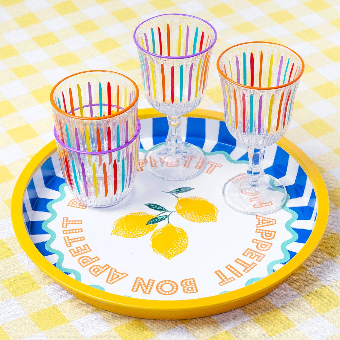 Yellow & White Gingham Cotton Tablecloth